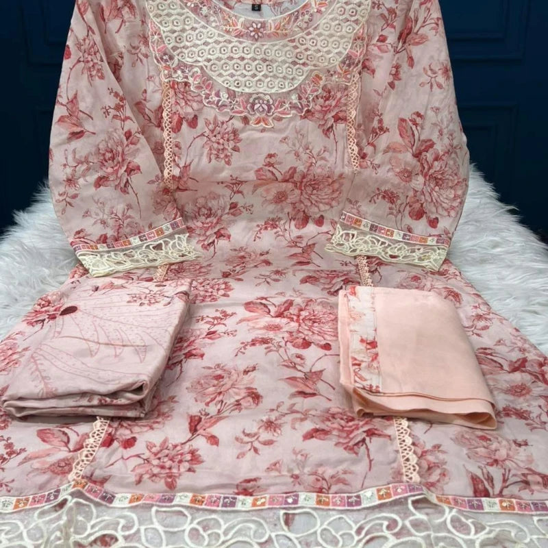 Elegant Printed AC Cotton 3-Piece Suit